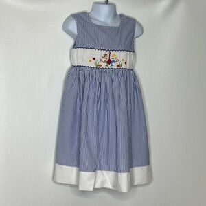 Mom & Me girls striped mermaid smocked dress sz 4